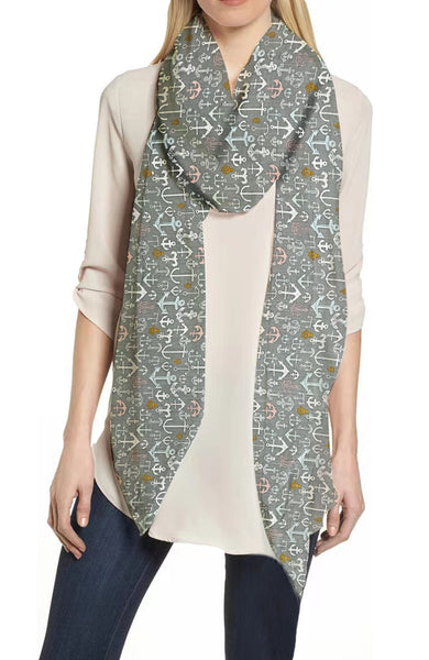 Lina & Lily Anchor Print Women's Scarf Lightweight For All Seasons