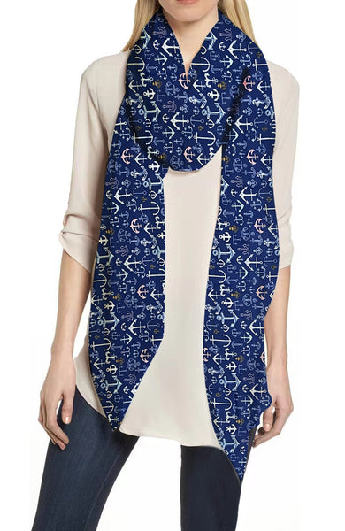 lina & lily Anchor Print Women's Scarf Lightweight for All Seasons