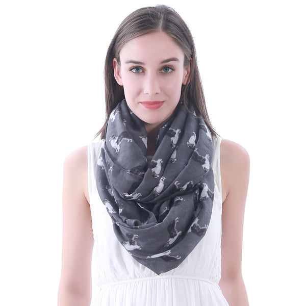Lina & Lily Border Collie Dog Print Scarf Lightweight