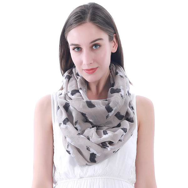 Lina & Lily Border Collie Dog Print Scarf Lightweight