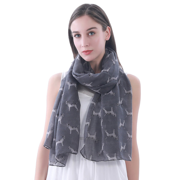 lina & lily Border Terrier Dog Print Scarf Lightweight