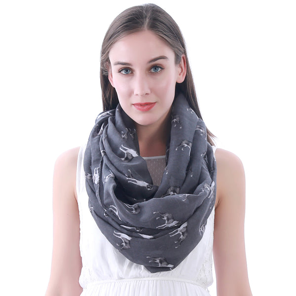 Lina & Lily Boston Terrier Dog Print Scarf Lightweight
