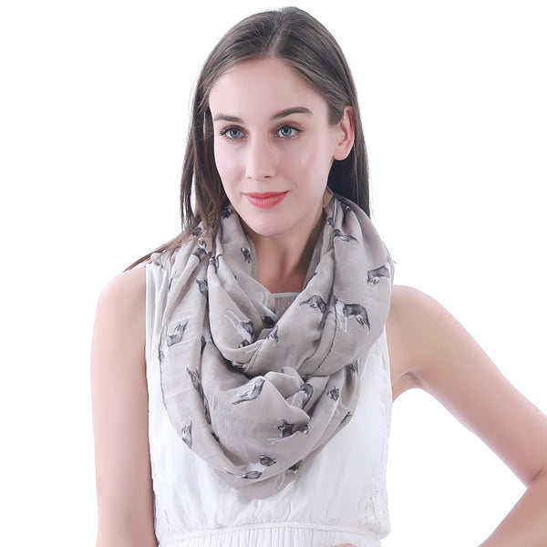Lina & Lily Boston Terrier Dog Print Scarf Lightweight