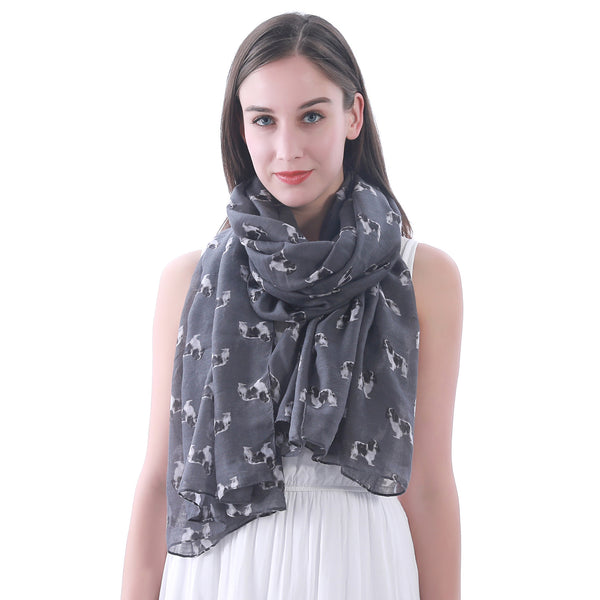 lina & lily Cavalier King Charles Spaniel Dog Print Scarf Lightweight