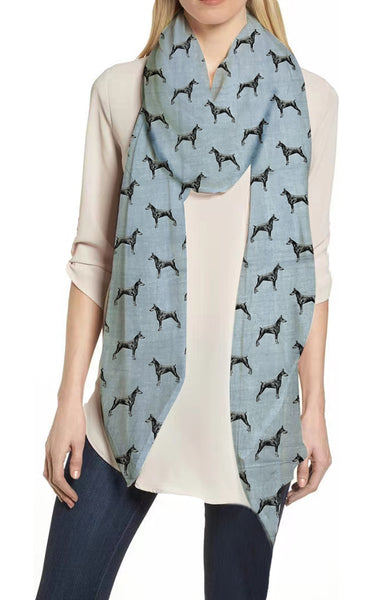 Lina & Lily Doberman Pinscher Dog Print Scarf Lightweight