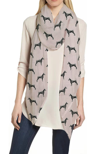 lina & lily Doberman Pinscher Dog Print Scarf Lightweight