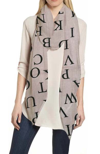 Lina & Lily English Letters Print Women's Scarf Lightweight For All Seasons