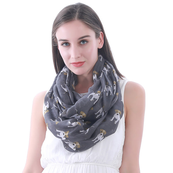 Lina & Lily Jack Russell Terrier Dog Print Scarf Lightweight