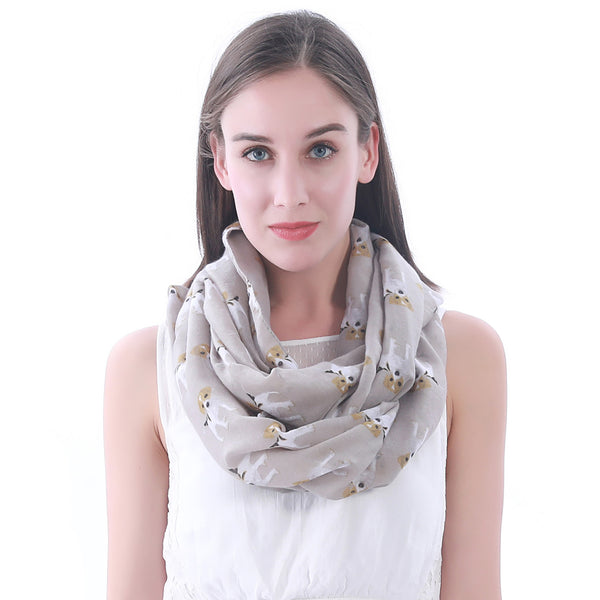 Lina & Lily Jack Russell Terrier Dog Print Scarf Lightweight