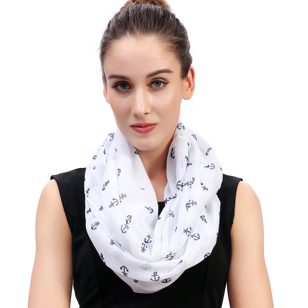 lina & lily Anchor Print Infinity Scarf