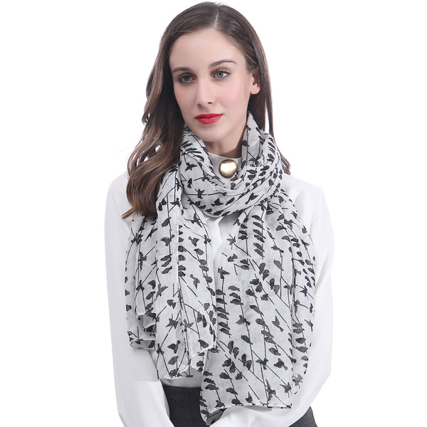 Lina & Lily Bird Print Scarf Lightweight