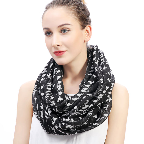 Lina & Lily Bird Print Scarf Lightweight
