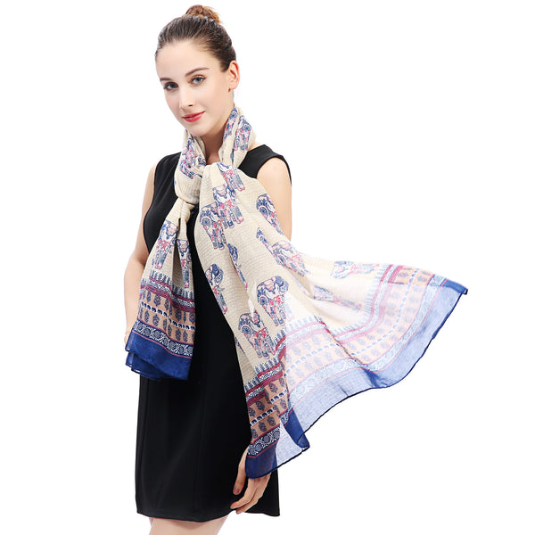Lina & Lily Boho Elephant Print Scarf
