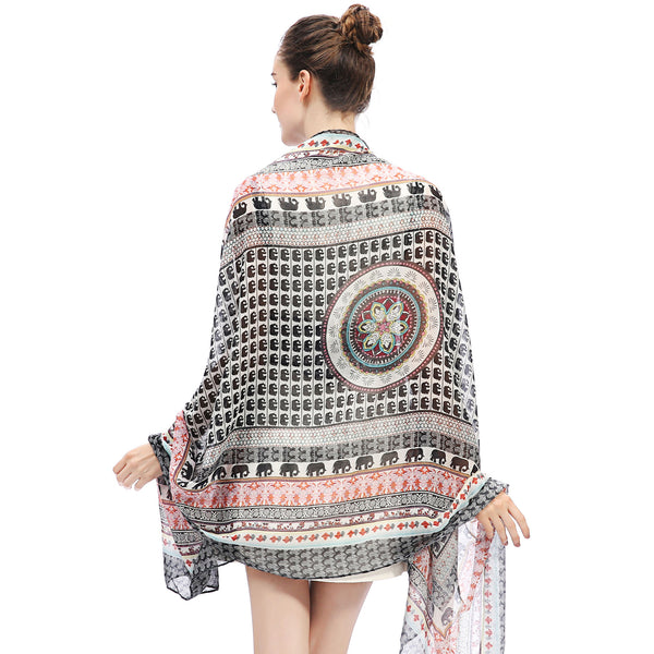 Lina & Lily Boho Elephant Print Scarf