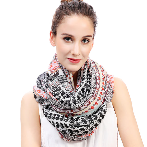 Lina & Lily Boho Elephant Print Scarf