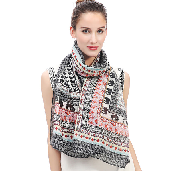 lina & lily Boho Elephant Print Scarf