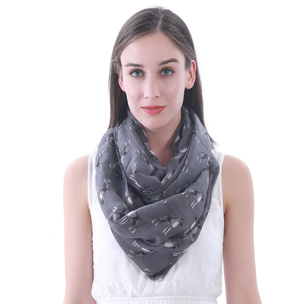 Lina & Lily Boxer Dog Print Scarf Lightweight