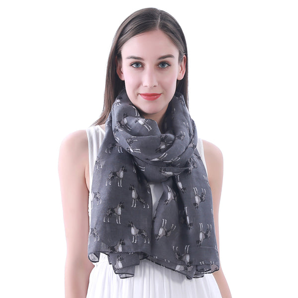 lina & lily Boxer Dog Print Scarf Lightweight