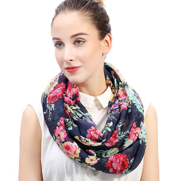 Lina & Lily Butterfly Floral Print Scarf Lightweight