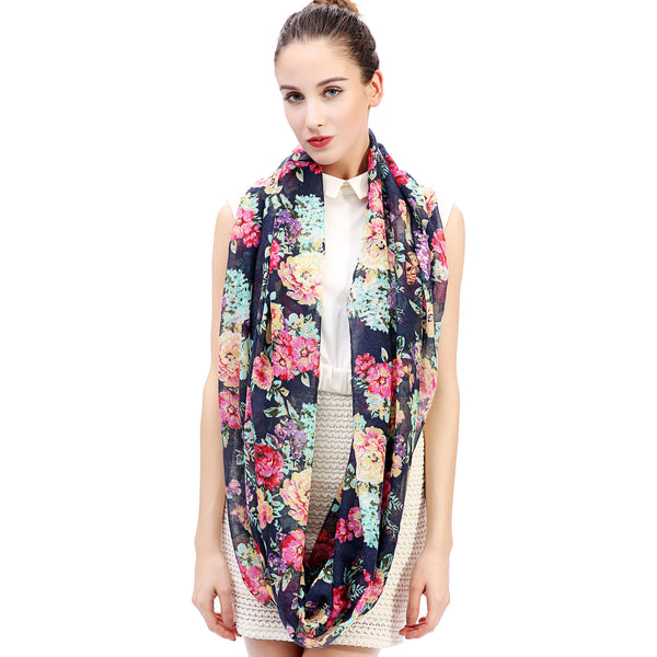 Lina & Lily Butterfly Floral Print Scarf Lightweight
