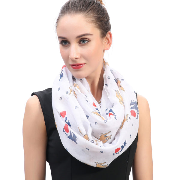 Lina & Lily Chihuahua Dog Print Scarf Lightweight