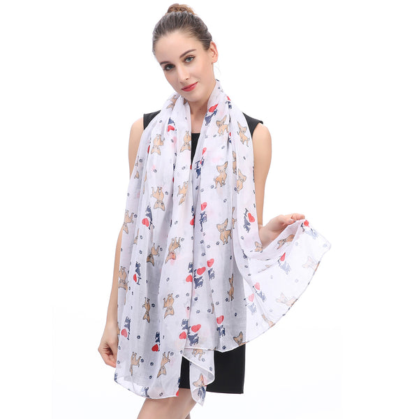 lina & lily Chihuahua Dog Print Scarf Lightweight