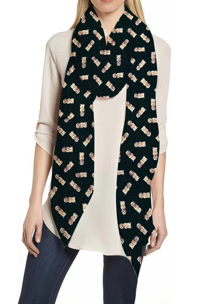 lina & lily Cockapoo Dog Print Scarf Lightweight