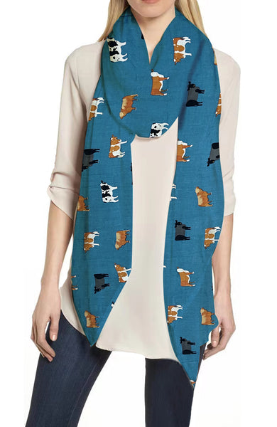 Lina & Lily Cow Cattle Print Scarf Lightweight
