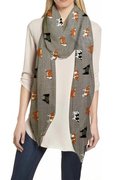 lina & lily Cow Cattle Print Scarf Lightweight