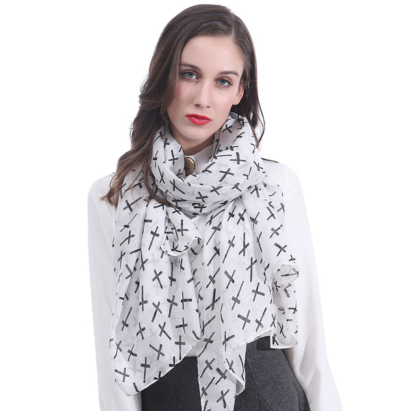 Lina & Lily Cross Print Scarf