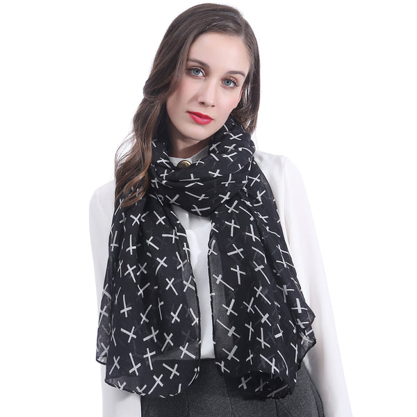 lina & lily Cross Print Scarf