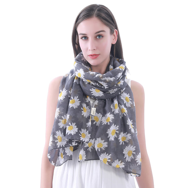 Lina & Lily Daisy Floral Print Scarf