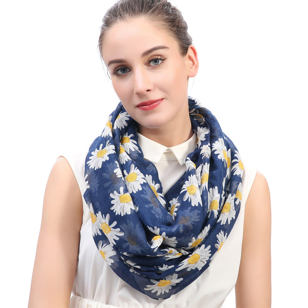 Lina & Lily Daisy Floral Print Scarf