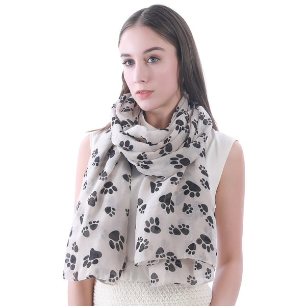 Lina & Lily Dog Cat Paw Print Scarf Lightweight