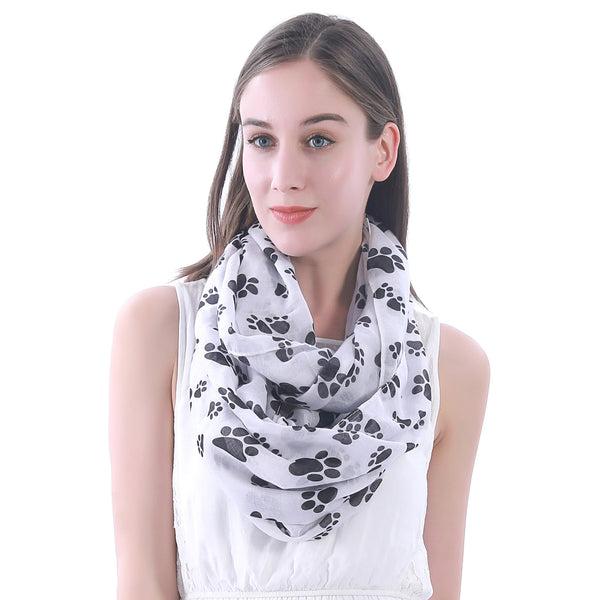Lina & Lily Dog Cat Paw Print Scarf Lightweight