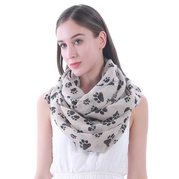 Lina & Lily Dog Cat Paw Print Scarf Lightweight