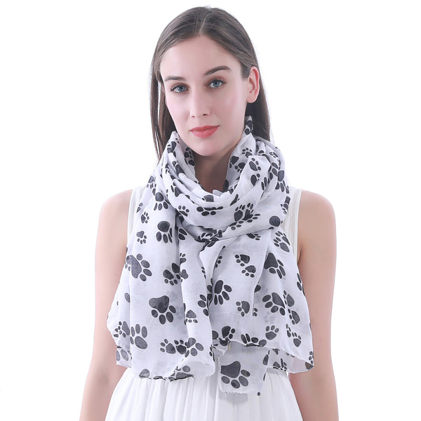 lina & lily Dog Cat Paw Print Scarf Lightweight
