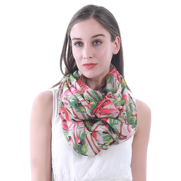 Lina & Lily Flamingo Print Scarf Lightweight