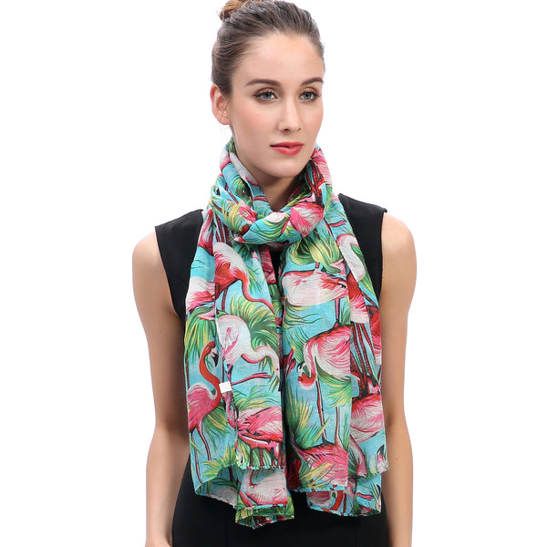 Lina & Lily Flamingo Print Scarf Lightweight