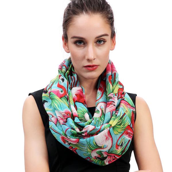 Lina & Lily Flamingo Print Scarf Lightweight