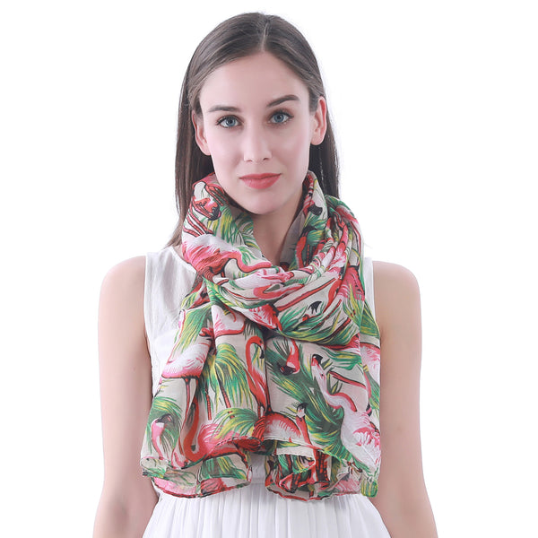 lina & lily Flamingo Print Scarf Lightweight