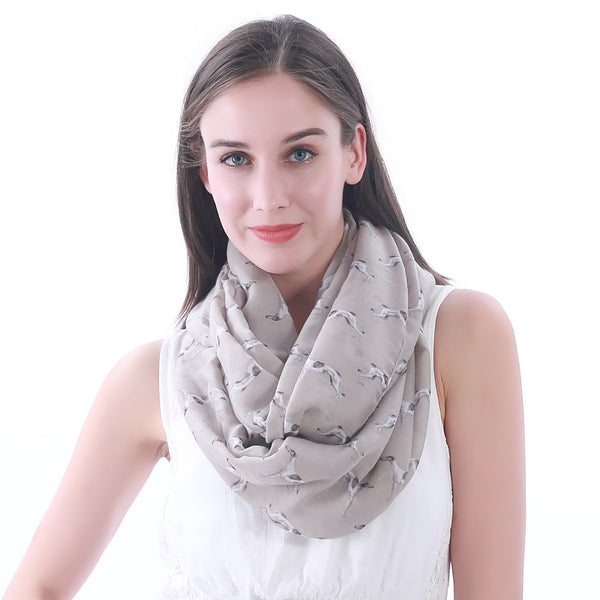 Lina & Lily Greyhound Dog Print Scarf Lightweight