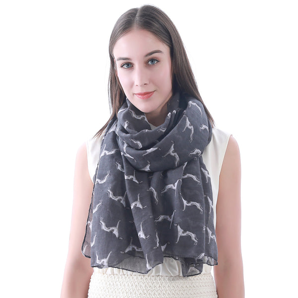 lina & lily Greyhound Dog Print Scarf Lightweight