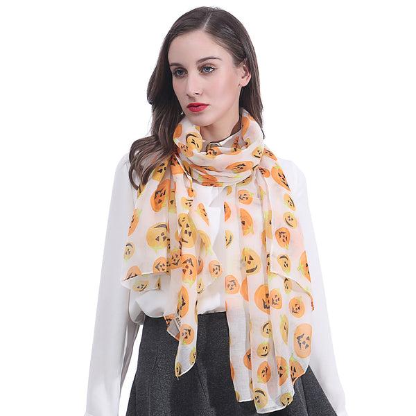 Lina & Lily Halloween Pumpkins Print Scarf