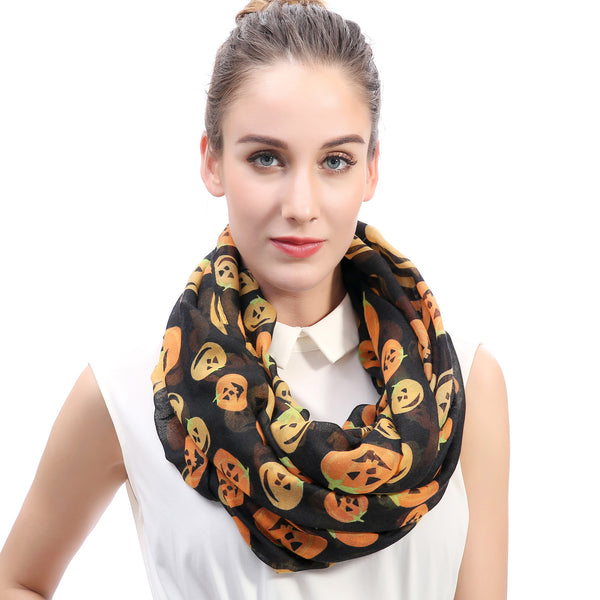 Lina & Lily Halloween Pumpkins Print Scarf