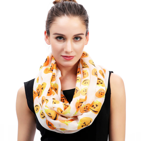 Lina & Lily Halloween Pumpkins Print Scarf