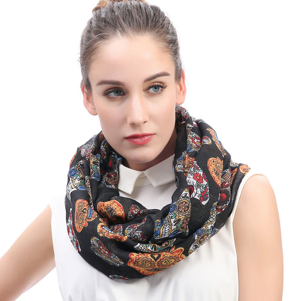 Lina & Lily Halloween Sugar Skull Print Scarf