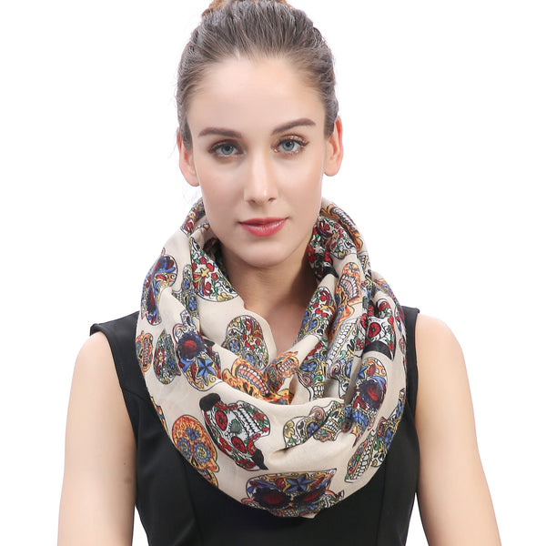 Lina & Lily Halloween Sugar Skull Print Scarf