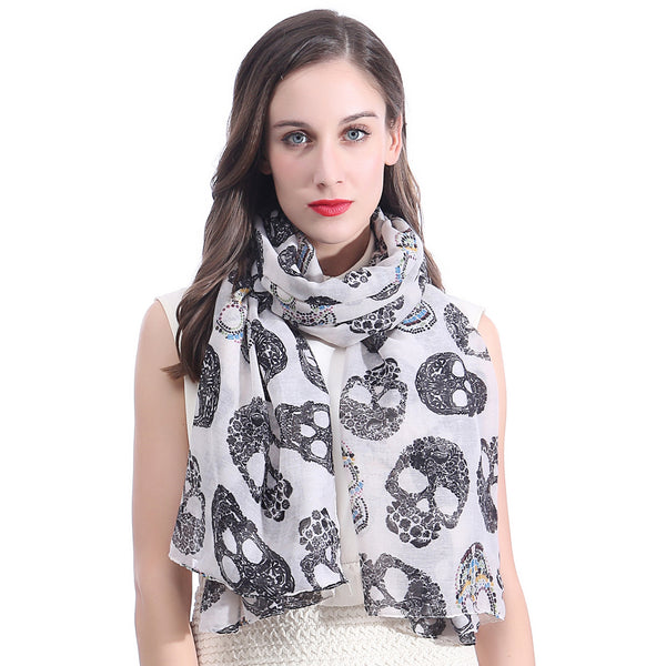 Lina & Lily Halloween Sugar Skull Print Scarf