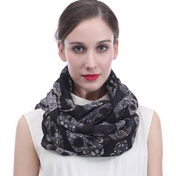 Lina & Lily Halloween Sugar Skull Print Scarf